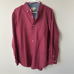 Haggar Red Plaid Men's Button Down Shirt